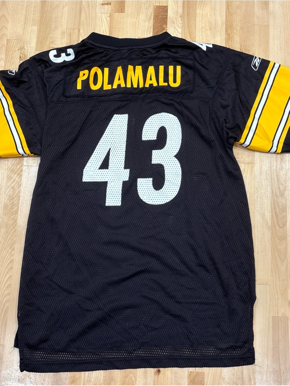 Reebok OnField Troy Polamalu 43 Pittsburgh Steelers Youth XL Black Jersey